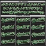 Personalized Black Green Baseball Jersey with Cream Pinstripes Personalized Black Cream Pinstripe Green Baseball Jersey