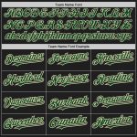 Personalized Unisex Softball Jersey - Black Cream Pinstripe Two-Button Green Design Personalized Black Cream Pinstripe Green