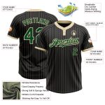 Personalized Unisex Softball Jersey - Black Cream Pinstripe Two-Button Green Design Personalized Black Cream Pinstripe Green