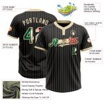 Personalized Vintage Mexican Flag Black Cream Pinstripe Two-Button Unisex Softball Jersey Personalized Black Cream Pinstripe