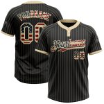 Personalized Vintage USA Flag Black Cream Pinstripe Unisex Softball Jersey Personalized Black Cream Pinstripe Vintage USA