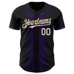 Personalized 3D Geometric Shapes Baseball Jersey in Black Cream and Purple Personalized Black Cream-Purple 3D Geometric Shapes