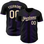 Personalized 3D Geometric Shapes Baseball Jersey in Black Cream and Purple Personalized Black Cream-Purple 3D Geometric Shapes