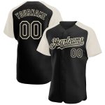 Personalized Black Cream Baseball Jersey with Raglan Sleeves Personalized Black Cream Raglan Sleeves Baseball Jersey