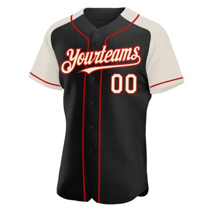 Customizable Black Cream-Red Baseball Jersey with Personalized Name and Number - Authentic Raglan Sleeves Team Apparel Personalized