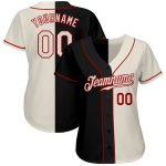 Personalized Black Cream Red Split Baseball Jersey for Fashion Enthusiasts Personalized Black Cream-Red Split Fashion Baseball