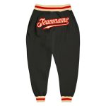 Personalized Sports Pants - Black with Cream-Red Accent, Custom Fit Activewear Personalized Black Cream-Red Sports Pants