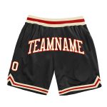 Personalized Cream-Red Black Throwback Basketball Shorts for Men Personalized Black Cream-Red Throwback Basketball Shorts