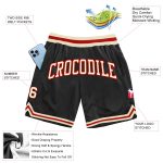 Personalized Cream-Red Black Throwback Basketball Shorts for Men Personalized Black Cream-Red Throwback Basketball Shorts
