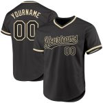 Custom Black Cream Throwback Baseball Jersey - Personalized Sports Apparel Personalized Black Cream Throwback Baseball Jersey