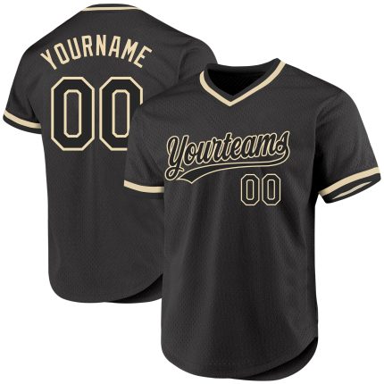 Custom Black Cream Throwback Baseball Jersey - Personalized Sports Apparel Personalized Black Cream Throwback Baseball Jersey