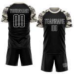 Personalized Soccer Uniform Jersey - Black Cream White Snake Skin Sublimation Design Personalized Black Cream-White Snake