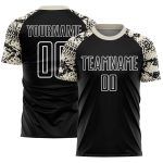 Personalized Soccer Uniform Jersey - Black Cream White Snake Skin Sublimation Design Personalized Black Cream-White Snake
