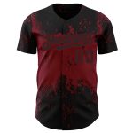 Personalized Black Crimson 3D Abstract Grunge Art Baseball Jersey for Men Personalized Black Crimson 3D Abstract Splatter