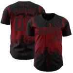 Personalized Black Crimson 3D Abstract Grunge Art Baseball Jersey for Men Personalized Black Crimson 3D Abstract Splatter