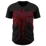 Custom Name and Number Personalized Black Crimson Dripping Splatter Art 3D Pattern Authentic Baseball Jersey Personalized
