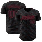 Custom Name and Number Black Crimson 3D Pattern Baseball Jersey with Slant Lines - Authentic Team Design Personalized Black