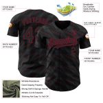 Custom Name and Number Black Crimson 3D Pattern Baseball Jersey with Slant Lines - Authentic Team Design Personalized Black