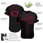 Custom Name and Number Personalized Black and Crimson Baseball Jersey - Authentic Team Apparel Personalized Black Crimson