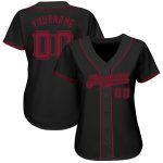 Custom Name and Number Personalized Black and Crimson Baseball Jersey - Authentic Team Apparel Personalized Black Crimson