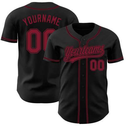 Personalized Black Red Baseball Jersey - Authentic Custom Team Apparel Personalized Black Crimson Authentic Baseball Jersey