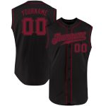 Custom Name Number Baseball Jersey Black Crimson Personalized Sleeveless Authentic Team Apparel Personalized Black Crimson
