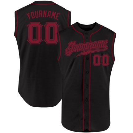 Custom Name Number Baseball Jersey Black Crimson Personalized Sleeveless Authentic Team Apparel Personalized Black Crimson