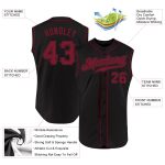 Custom Name Number Baseball Jersey Black Crimson Personalized Sleeveless Authentic Team Apparel Personalized Black Crimson