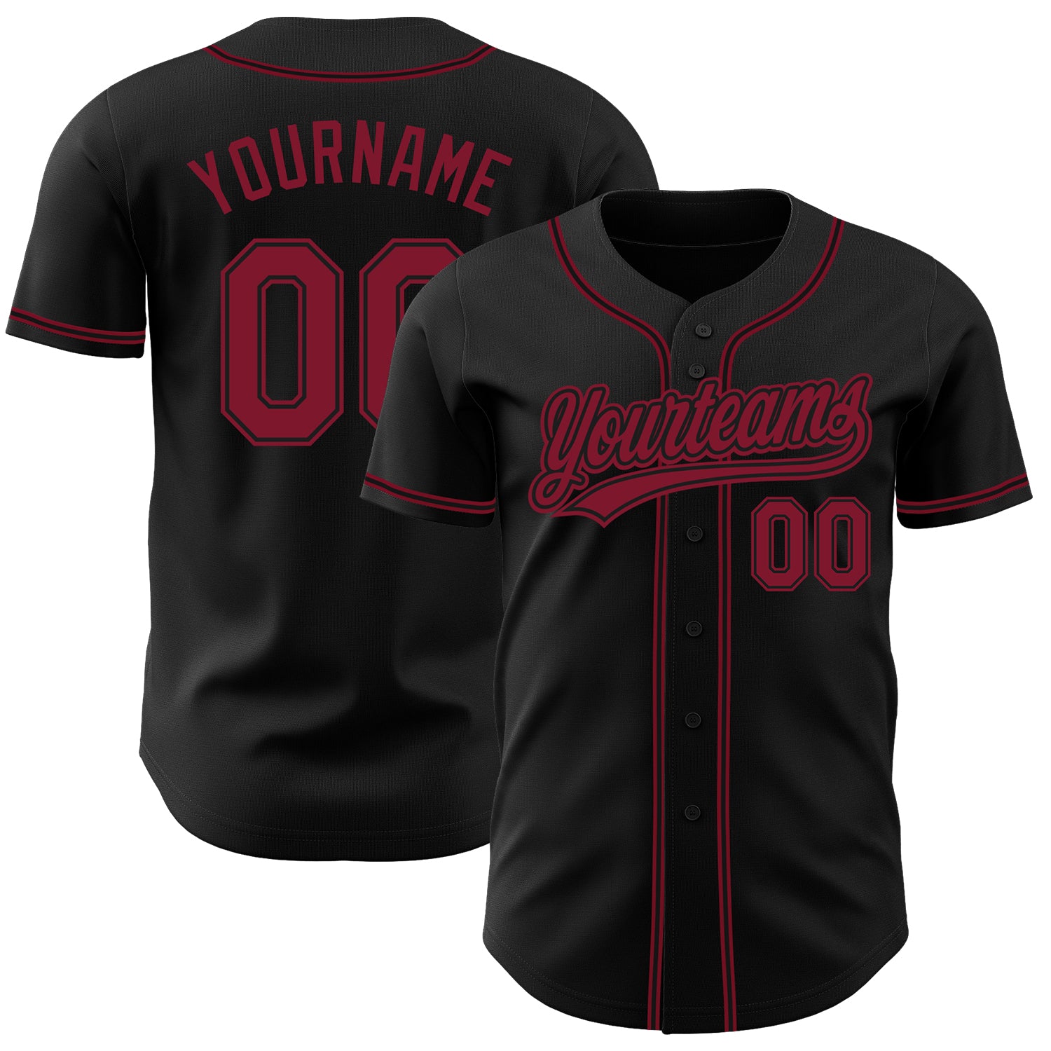 Personalized Black Crimson Baseball Jersey for Men - Custom Name & Number Personalized Black Crimson Baseball Jersey 2