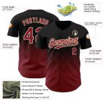Custom Name Number Authentic Baseball Jersey - Personalized Black Crimson Gradient 3D Pattern Square Shapes Personalized