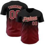 Custom Name Number Authentic Baseball Jersey - Personalized Black Crimson Gradient 3D Pattern Square Shapes Personalized