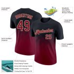 Custom Name and Number Black Crimson City 3D Gradient Performance T-Shirt with Square Pattern Design Personalized Black Crimson-City