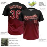 Custom Name and Number Personalized Softball Jersey Unisex Gradient 3D Pattern Square Shapes Black Crimson-City Two-Button