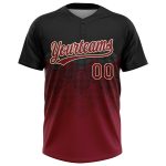 Custom Name and Number Personalized Softball Jersey Unisex Gradient 3D Pattern Square Shapes Black Crimson-City Two-Button