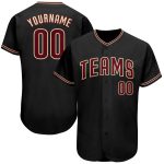 Personalized Baseball Jersey - Black Crimson-City Cream Authentic Design Personalized Black Crimson-City Cream Authentic