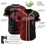 Personalized Black and Crimson Gradient Baseball Jersey with Custom Name and Number - Authentic Fashion Team Apparel Personalized