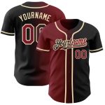 Personalized Black and Crimson Gradient Baseball Jersey with Custom Name and Number - Authentic Fashion Team Apparel Personalized