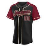 Custom Name and Number Personalized Black Crimson Baseball Jersey - Authentic Raglan Sleeves Team Gear Personalized Black