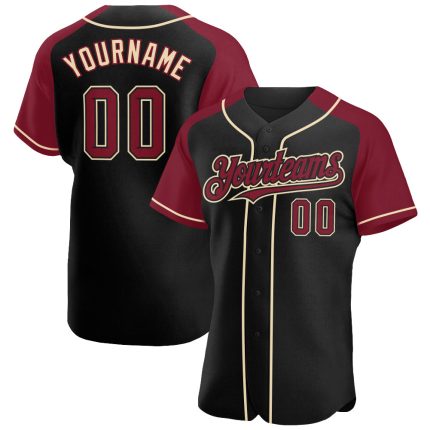 Custom Name and Number Personalized Black Crimson Baseball Jersey - Authentic Raglan Sleeves Team Gear Personalized Black