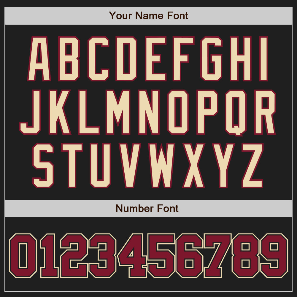 Personalized Black Crimson-City Cream Baseball Jersey 18 Personalized Black and Crimson Cream Baseball Jersey for Men, Size 18 Personalized Black Crimson-City Cream Baseball Jersey - Image 5