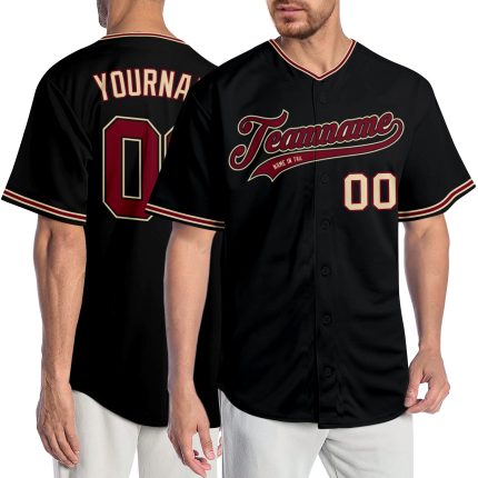 Custom Black Crimson Baseball Jersey for Men and Women - Personalized Sportswear Personalized Black Crimson-City Cream Baseball