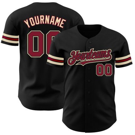 Personalized Black Crimson City Cream Baseball Jersey for Men and Women - Custom Team Apparel Personalized Black Crimson-City