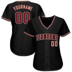 Custom Name Number Personalized Black Crimson Cream Baseball Jersey Team Personalized Black Crimson-City Cream Baseball Jersey