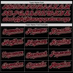 Custom Team Name Number Black Crimson Varsity Letterman Hoodie Jacket Full-Snap Bomber Personalized Black Crimson-City Cream