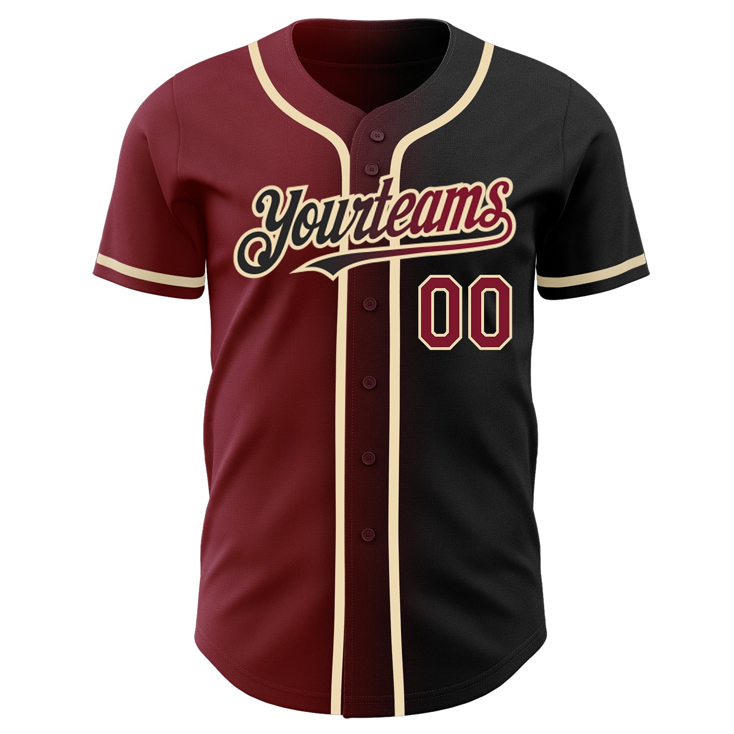 Personalized Black Crimson-City Cream Gradient Fashion Baseball Jersey Personalized Black and Crimson Gradient Fashion Baseball Jersey for Men Personalized Black Crimson-City Cream Gradient Fashion - Image 2