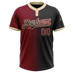 Custom Name and Number Unisex Softball Jersey - Personalized Black Crimson Gradient Two-Button Fashion Team Gear Personalized