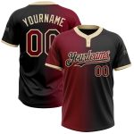 Custom Name and Number Unisex Softball Jersey - Personalized Black Crimson Gradient Two-Button Fashion Team Gear Personalized