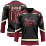 Custom Name and Number Black Crimson-City Hockey Lace Neck Jersey - Personalized Team Apparel Personalized Black Crimson-City