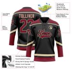 Custom Name and Number Black Crimson-City Hockey Lace Neck Jersey - Personalized Team Apparel Personalized Black Crimson-City