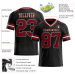 Custom Name and Number Personalized Black Crimson-City Football Jersey Authentic Mesh Personalized Black Crimson-City Cream